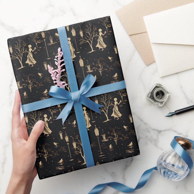 Schwarz, Elfenbein Frauen & Bäume Geschenkpapier (Schenken)