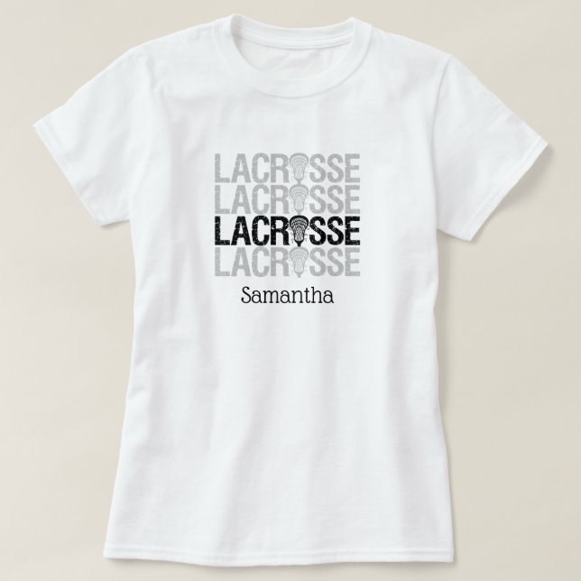 Schwarz erschüttertes Lacrosse Word T-Shirt (Design vorne)