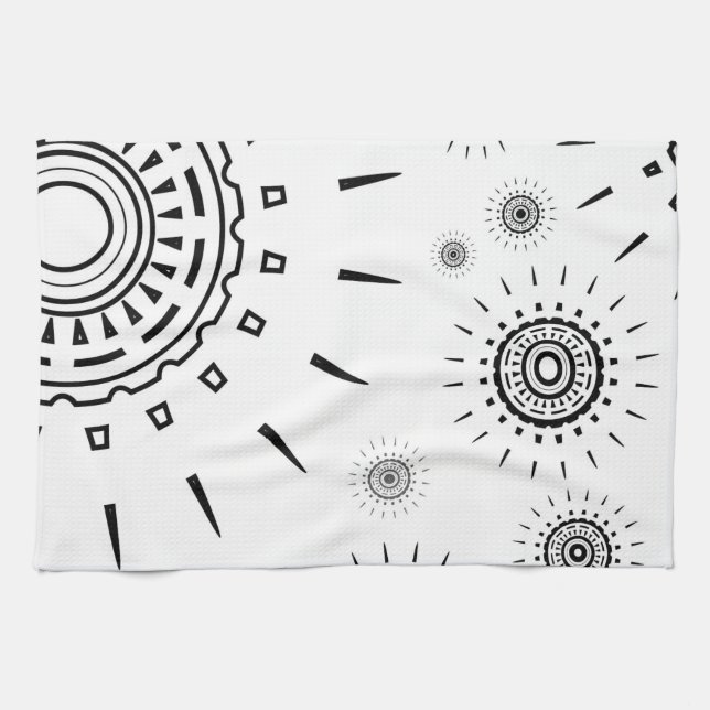 Schwarz-Explosions-Muster auf Weiß Geschirrtuch (Horizontal)