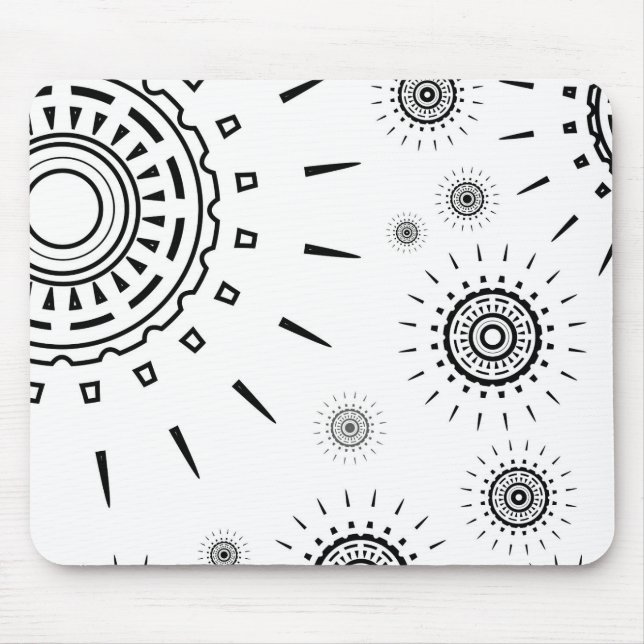 Schwarz-Explosions-Muster auf Weiß Mousepad (Vorne)
