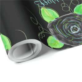 Schwarz-Extravagant-Flower-Geschenkwrap Geschenkpapier