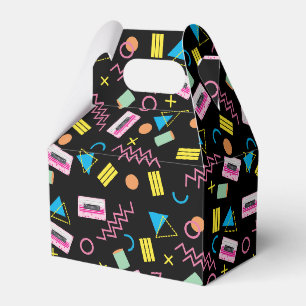 Schwarz farbenfrohe 80er Jahre Retro-Muster Geschenkschachtel