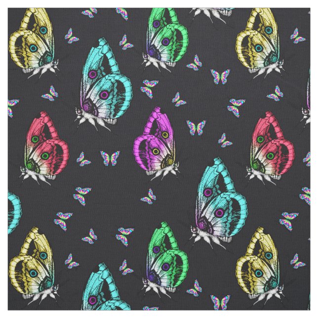 Schwarz-Farbenfrohe Schmetterlingsmuster Stoff (Muster)