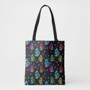 Schwarz-Farbenfrohe Schmetterlingsmuster Tasche