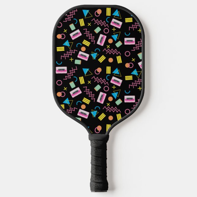 Schwarz-farbige Achtzigerjahre-Muster Pickleball Schläger (Vorderseite)