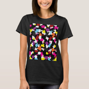 Schwarz Farbige unregelmäßige Abstrakt T-Shirt