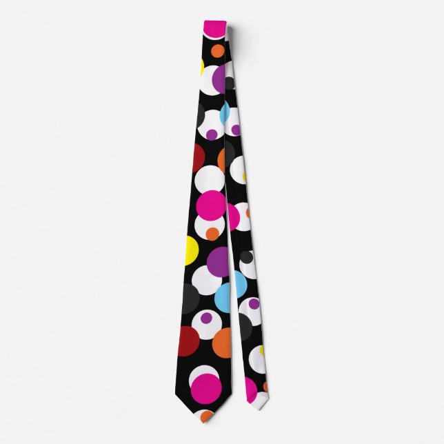 Schwarz-farbiges Polka-Dots-Oberflächenmuster Krawatte (Vorderseite)