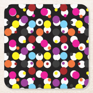 Schwarz-farbiges Polka-Dots-Oberflächenmuster Rechteckiger Pappuntersetzer