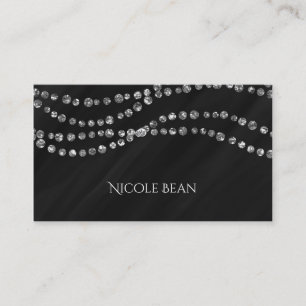 Schwarz & Faux Silber Bling Moderne Glamour Visitenkarte
