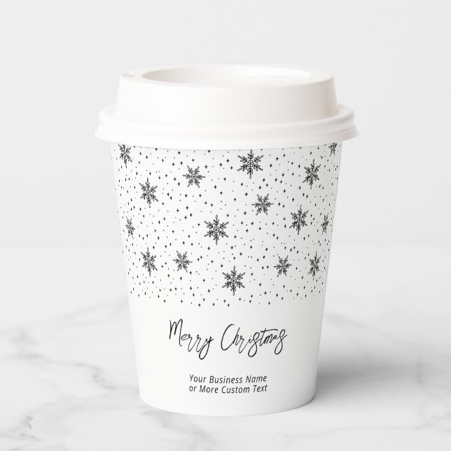 Schwarz | Firmenlogo Weihnachtsfeiertag Pappbecher (Rückseite)