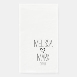 Schwarz-Floating-Herz Monogram-Papier-Handtücher Serviette