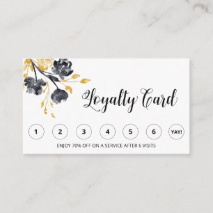 *~* Schwarz. FLORAL Gold QR LOGO Rewards Vielen Da Treuekarte