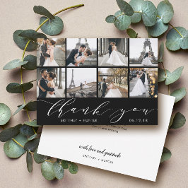 Schwarz-FotoCollage mit Handschrift Dankeskarte