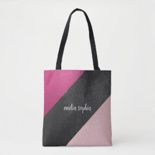 Schwarz, Fuchsien und Rosa Personalisiert Tasche