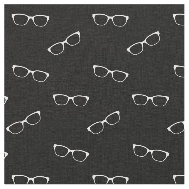 Schwarz gefärbtes Gewebe mit Brille Print Stoff (Nahaufnahme)