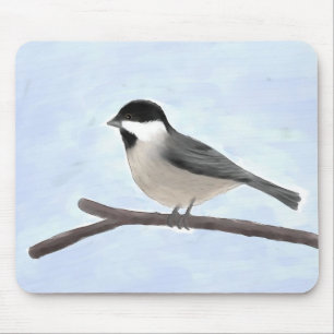 Schwarz-gekappte Wasserfarbe Chickadee Mousepad
