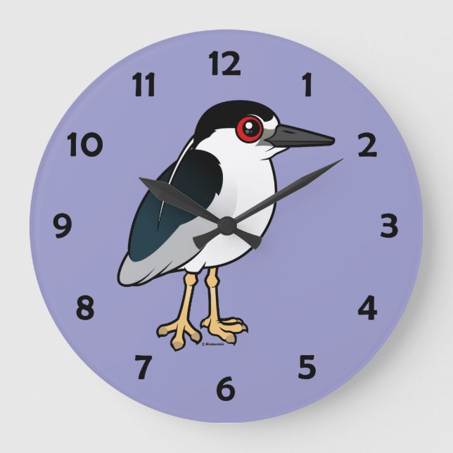 Schwarz-gekrönter Nachtreiher Große Wanduhr (Vorderseite)