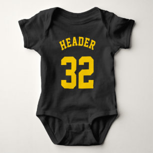 Schwarz-Gelb-Baby Sports Jersey Design Baby Strampler