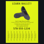 Schwarz-Gelb Ballett Tanz Tanz Tränen Abstreifen S Flyer<br><div class="desc">Mit diesem Flyer können Sie Ihre Tanzschule oder Ballett-Unterricht fördern, der eine Darstellung eines Ballettschuhpaars in Holzkohle-Grau und Schwarz mit schwarzer Schrift vor einem hellen und auffälligen gelben Hintergrund enthält. Es ist einfach, diese Flyer mit all Ihren Informationen zu personalisieren. Die Abreißleisten oder Abreißleisten machen dies perfekt für den Einsatz...</div>