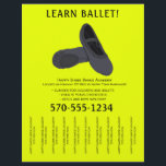 Schwarz-Gelb Ballett Tanz Tanz Tränen Abstreifen S Flyer<br><div class="desc">Mit diesem Flyer können Sie Ihre Tanzschule oder Ballett-Unterricht fördern, der eine Darstellung eines Ballettschuhpaars in Holzkohle-Grau und Schwarz mit schwarzer Schrift vor einem hellen und auffälligen gelben Hintergrund enthält. Es ist einfach, diese Flyer mit all Ihren Informationen zu personalisieren. Die Abreißleisten oder Abreißleisten machen dies perfekt für den Einsatz...</div>