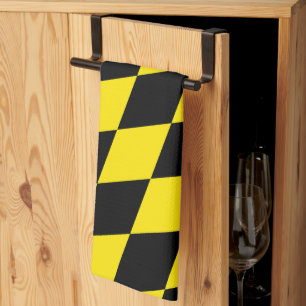 Schwarz-Gelb-Bayern Diamantfahne-Muster Geschirrtuch