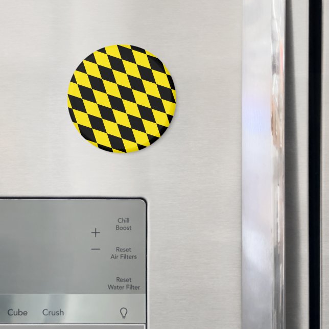 Schwarz-Gelb-Bayern Diamantfahne-Muster Magnet (In Situ (Kühlschrank))