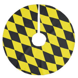 Schwarz-Gelb-Bayern Diamantfahne-Muster Polyester Weihnachtsbaumdecke