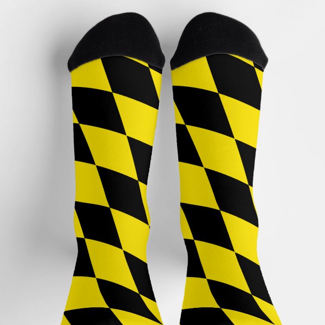 Schwarz-Gelb-Bayern Diamantfahne-Muster Socken (Oben)