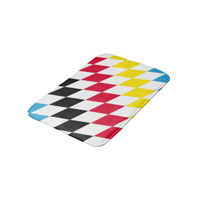 Schwarz-Gelb-Blau-Bayern Diamantfarben-Muster Badematte (Schrägansicht)