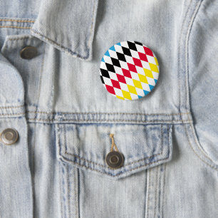 Schwarz-Gelb-Blau-Bayern Diamantfarben-Muster Button