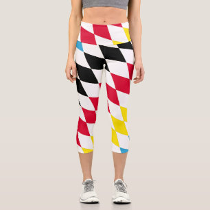 Schwarz-Gelb-Blau-Bayern Diamantfarben-Muster Capri Leggings
