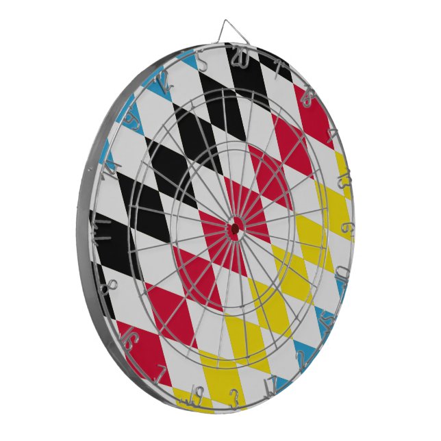 Schwarz-Gelb-Blau-Bayern Diamantfarben-Muster Dartscheibe (Vorderseite Links)