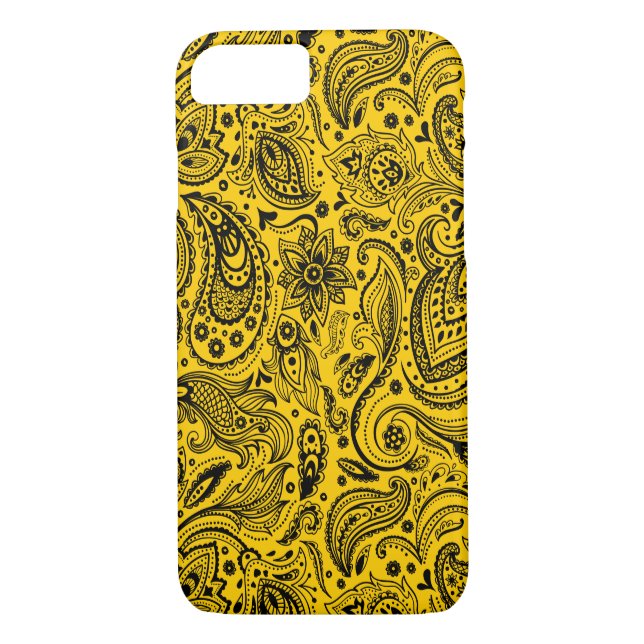 Schwarz-Gelb-Blütenmuster Case-Mate iPhone Hülle (Rückseite)