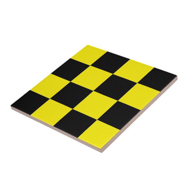 Schwarz-Gelb-Checked-Keramik Fliese (Seite)