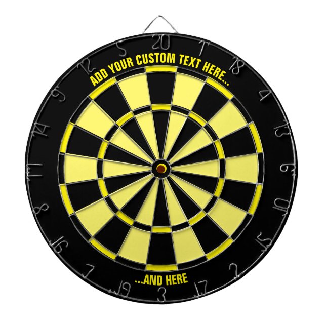 Schwarz-Gelb-Dartboard mit benutzerdefiniertem Tex Dartscheibe (vorne)