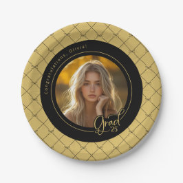 Schwarz-Gelb-Foto-Abschluss-Papierplatte Pappteller