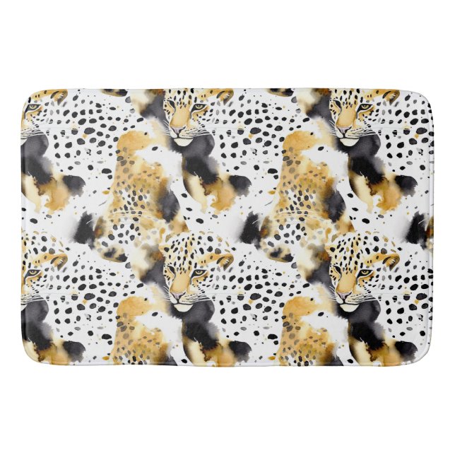 Schwarz-Gelb-Goldleoparden Tierwerbung Badematte (Vorderseite)