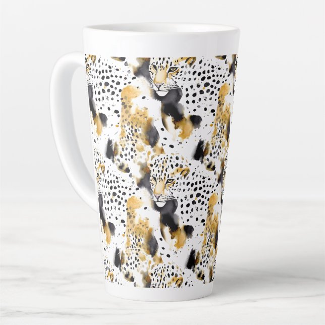 Schwarz-Gelb-Goldleoparden Tierwerbung Milchtasse (Linke Ecke)