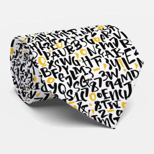 Schwarz-Gelb-Graffiti-Inspiriert Alphabet-Necktie Krawatte