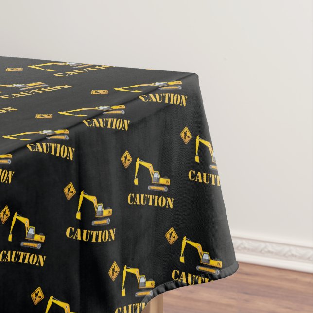 Schwarz-Gelb-Konstruktionsabziehwagen Vorsicht Tischdecke (Beispiel)