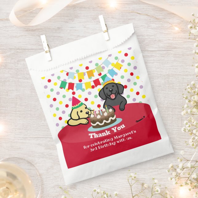 Schwarz-Gelb-Labrador Hunde zum Geburtstag Geschenktütchen (Ausgeschnitten)