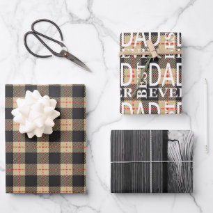 Schwarz-Gelb Lumberjack Karo Väter Tag Set  Geschenkpapier Set