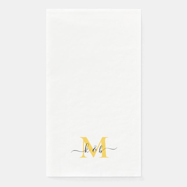 Schwarz-Gelb-Monogramm-Swapskript weiß Serviette (Vorderseite)