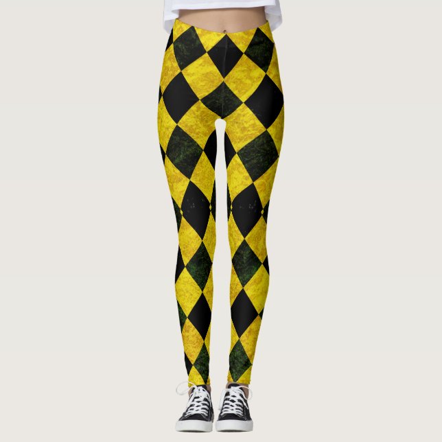 Schwarz-Gelb-Muster Leggings (Vorderseite)