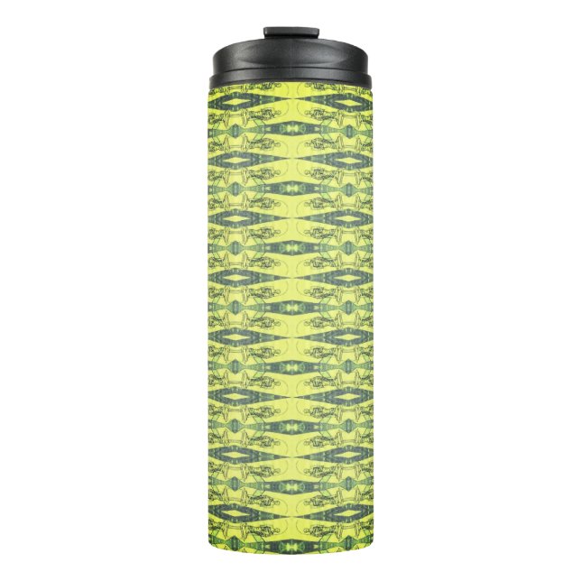 Schwarz-Gelb-Muster Thermosbecher (Vorderseite)