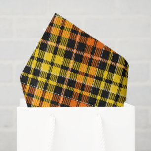 Schwarz Gelb Orange Karo Tartan Design Seidenpapier