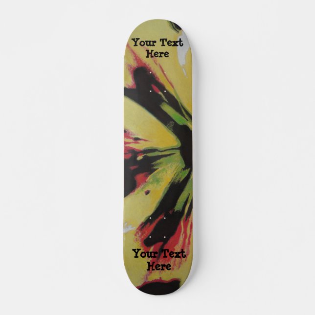 Schwarz-Gelb-Originalkunst der modernen abstrakten Skateboard (Vorne)