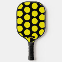 Schwarz/Gelb Polka Dots Pickleball Paddel