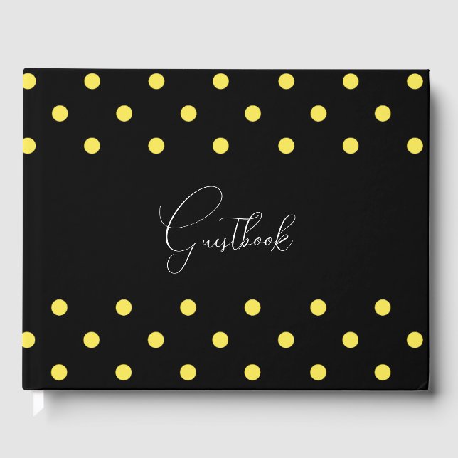 Schwarz-Gelb-Punkte Hochzeit Gästebuch (Vorderseite)