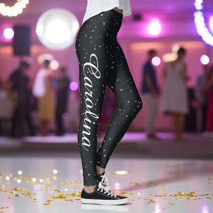 Schwarz Gelb Punkte Muster Chic Leggings